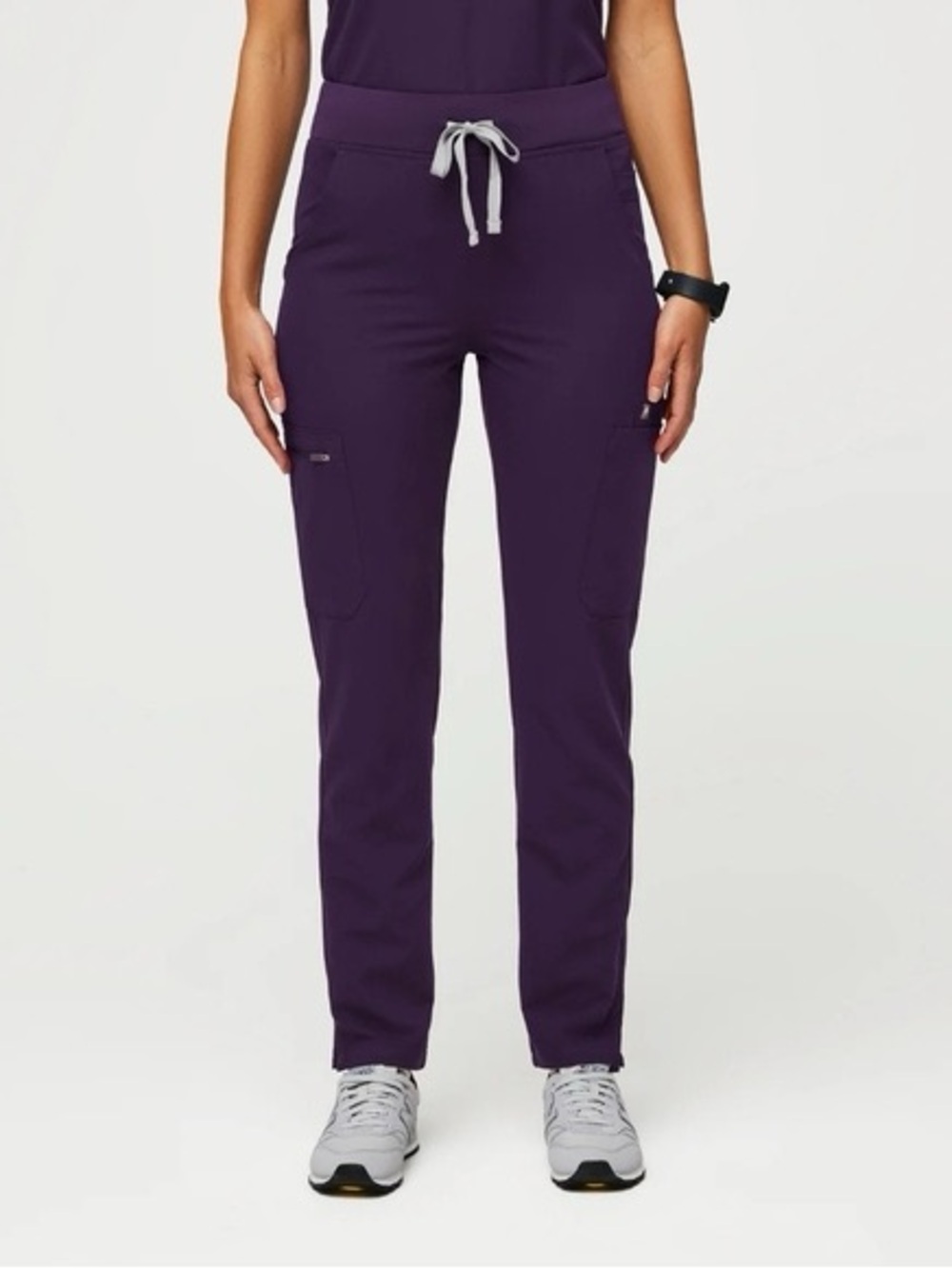 Figs Petite High Waisted Yola Skinny Scrub Pants in Purple Jam